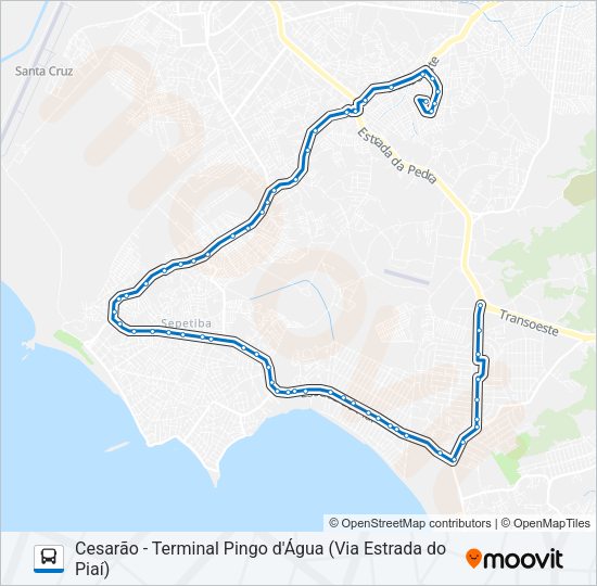 Mapa da linha 871 de ônibus