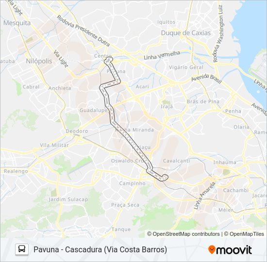 Mapa da linha 778 de ônibus