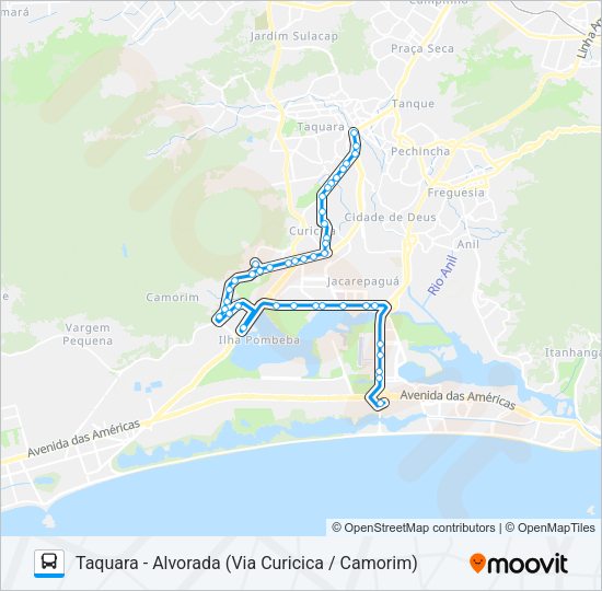 Mapa da linha 881 de ônibus
