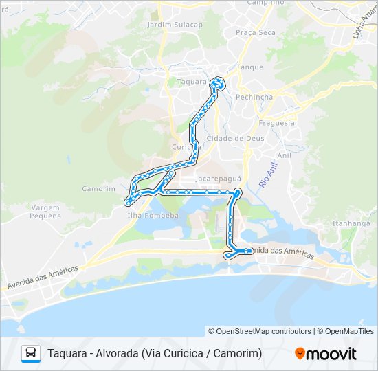 Mapa da linha 881 de ônibus