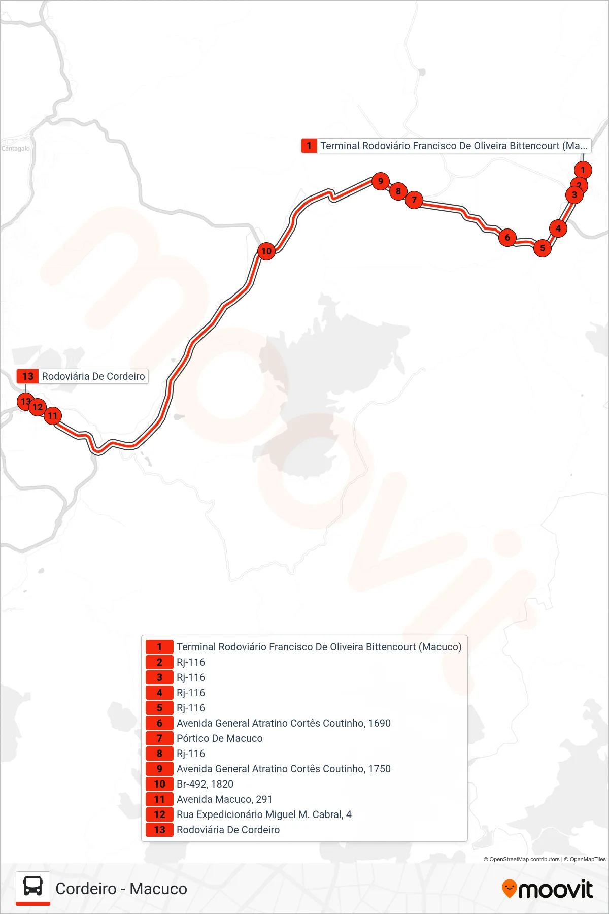 S120 bus Line (Cordeiro) route and stops on a map