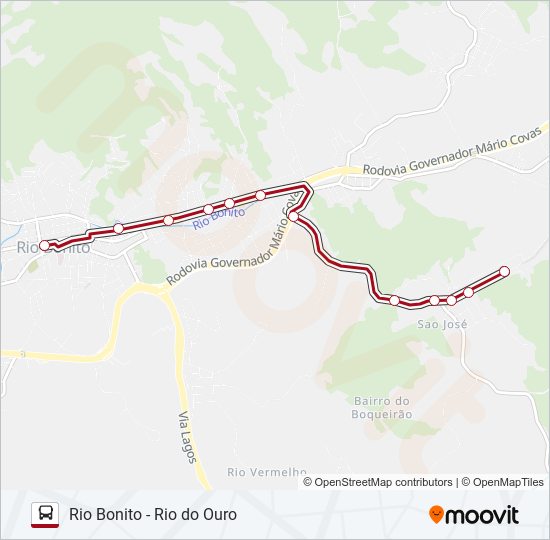 Mapa da linha RIO BONITO - RIO DO OURO de ônibus