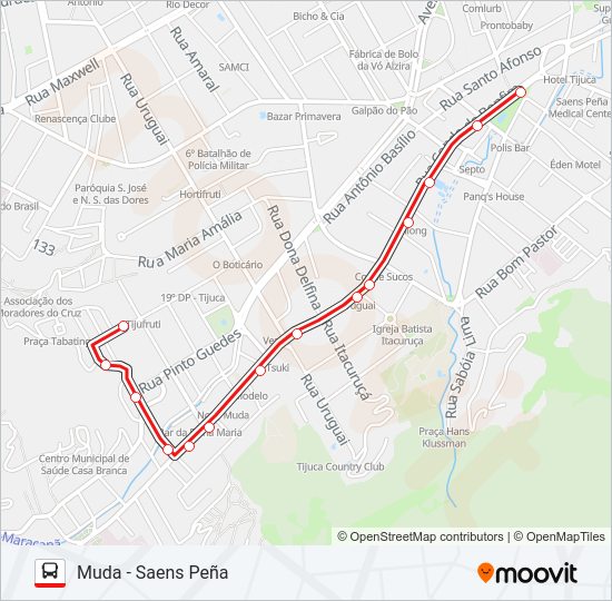 Mapa da linha 626 de ônibus