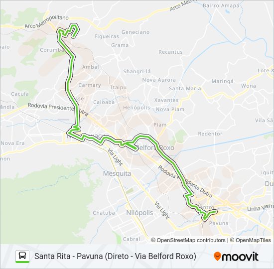 Mapa da linha 564 de ônibus
