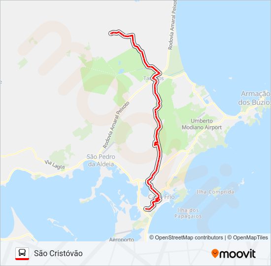 Mapa da linha 330 SÃO CRISTÓVÃO / ANGELIM de ônibus