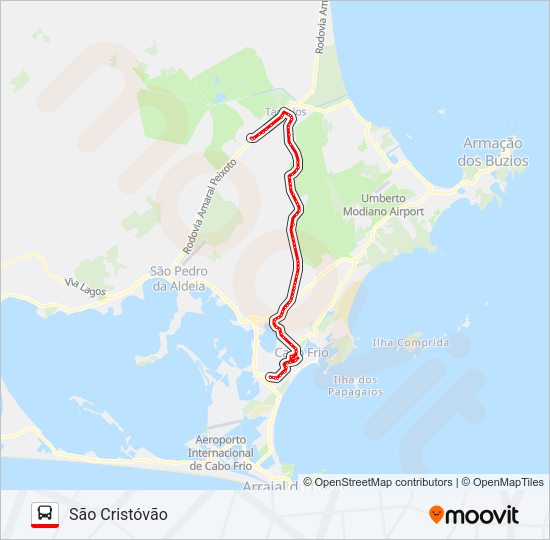 Mapa da linha 320 SÃO CRISTÓVÃO / BOTAFOGO de ônibus