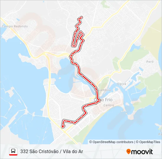 332 SÃO CRISTÓVÃO / VILA DO AR Bus Line Map