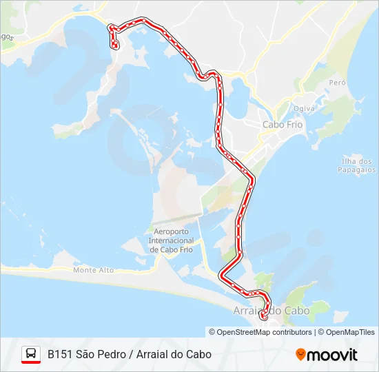 B151 SÃO PEDRO / ARRAIAL DO CABO Bus Line Map