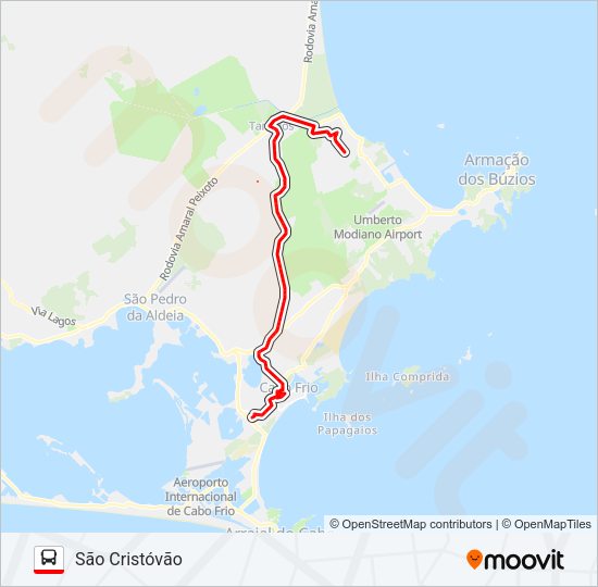 Mapa da linha 327 SÃO CRISTÓVÃO / MARIA JOAQUINA de ônibus