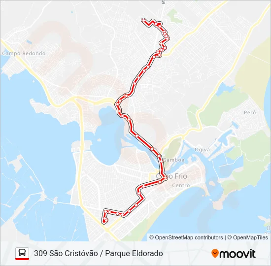 309 SÃO CRISTÓVÃO / PARQUE ELDORADO Bus Line Map
