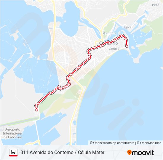 Mapa da linha 311 AVENIDA DO CONTORNO / CÉLULA MÁTER de ônibus