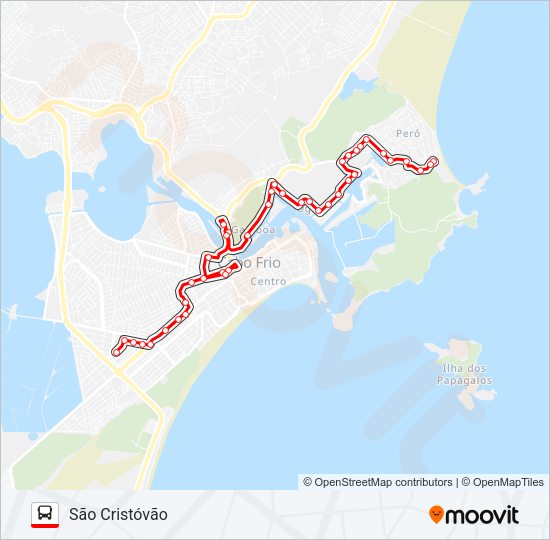 Mapa da linha 328 SÃO CRISTÓVÃO / PERÓ (VIA CAJUEIRO) de ônibus