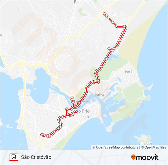 Mapa da linha 338 SÃO CRISTÓVÃO / GURIRI (VIA GAMBOA) de ônibus