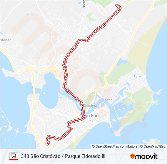 343 SÃO CRISTÓVÃO / PARQUE ELDORADO III bus Line Map