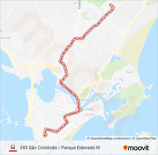 343 SÃO CRISTÓVÃO / PARQUE ELDORADO III Bus Line Map