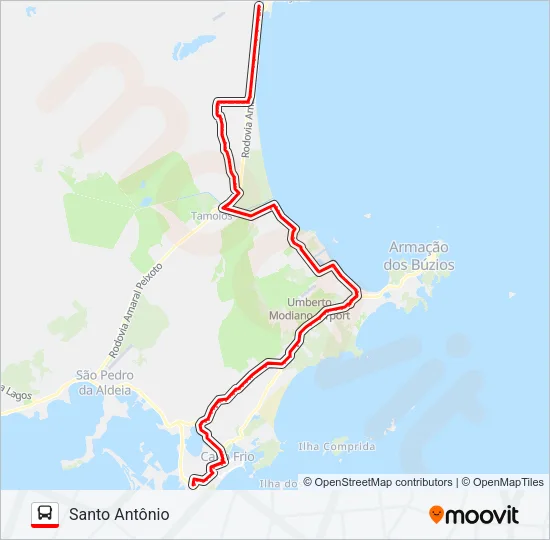 B530 CABO FRIO / SANTO ANTÔNIO (VIA GARGOÁ) Bus Line Map
