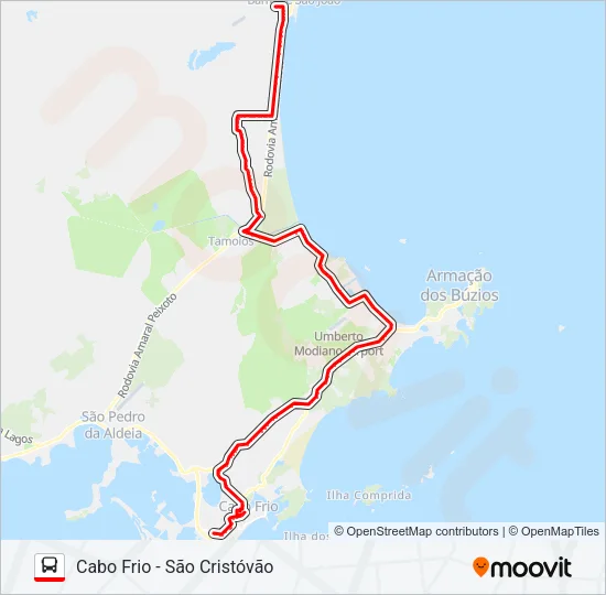 B530 CABO FRIO / SANTO ANTÔNIO (VIA GARGOÁ) Bus Line Map