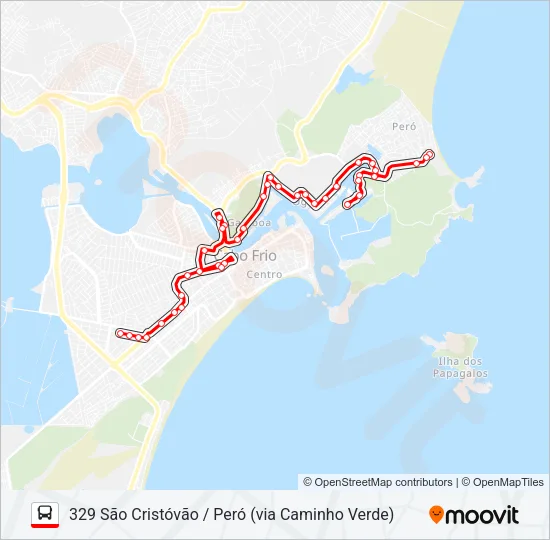 329 SÃO CRISTÓVÃO / PERÓ (VIA CAMINHO VERDE) Bus Line Map