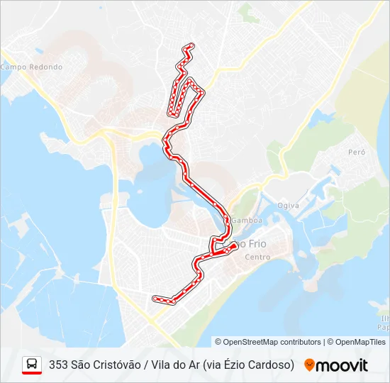 353 SÃO CRISTÓVÃO / VILA DO AR (VIA ÉZIO CARDOSO) Bus Line Map