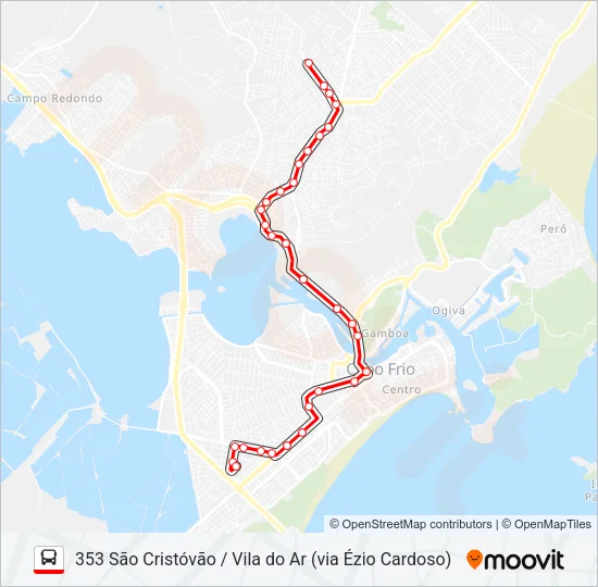 353 SÃO CRISTÓVÃO / VILA DO AR (VIA ÉZIO CARDOSO) Bus Line Map