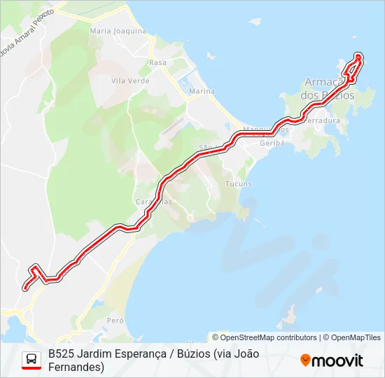 B525 JARDIM ESPERANÇA / BÚZIOS (VIA JOÃO FERNANDES) Bus Line Map