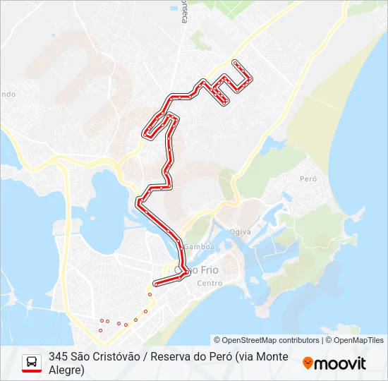 345 SÃO CRISTÓVÃO / RESERVA DO PERÓ (VIA MONTE ALEGRE) Bus Line Map