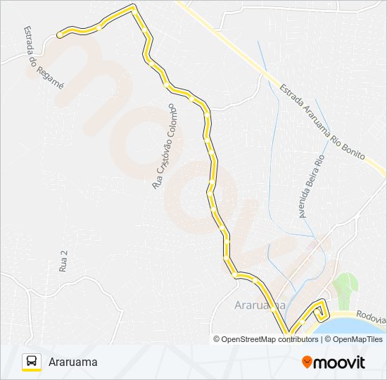 Mapa da linha 216 ARARUAMA / REGAMÉ de ônibus