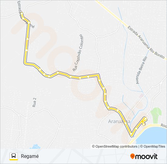 Mapa de 216 ARARUAMA / REGAMÉ de autobús