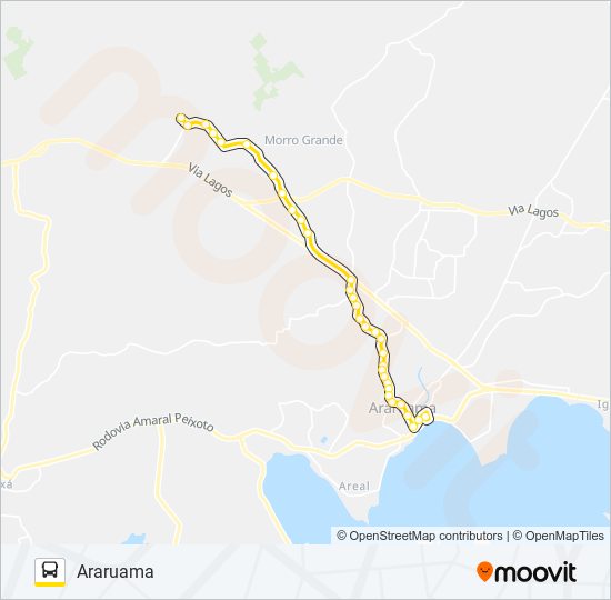 Mapa da linha 254 ARARUAMA / CHATUBA de ônibus