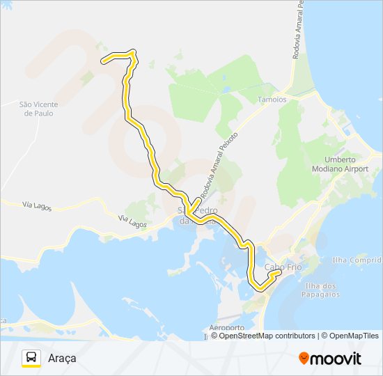 Mapa da linha B410 CABO FRIO / ARAÇÁ de ônibus