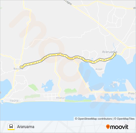 Mapa da linha B455 ARARUAMA / BACAXÁ de ônibus