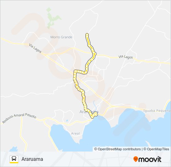 Mapa da linha 213 ARARUAMA / BOA VISTA de ônibus