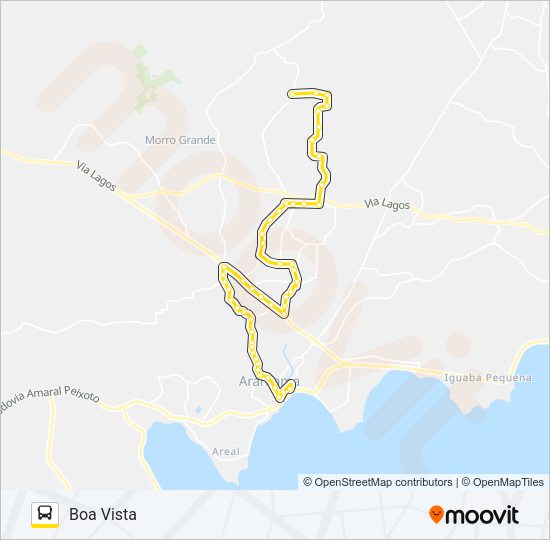 Mapa da linha 213 ARARUAMA / BOA VISTA de ônibus