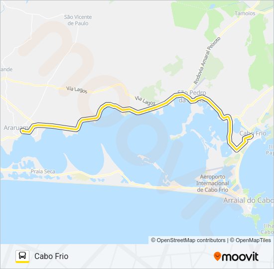 Mapa da linha B147 ARARUAMA / CABO FRIO de ônibus