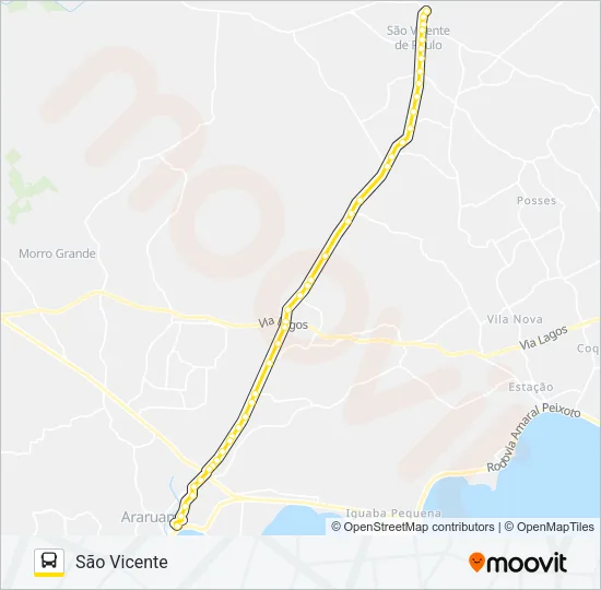 201 ARARUAMA / SÃO VICENTE Bus Line Map