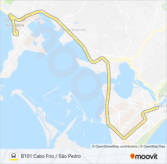 Mapa da linha B101 CABO FRIO / SÃO PEDRO de ônibus