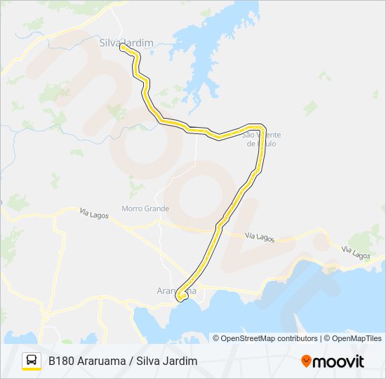 B180 ARARUAMA / SILVA JARDIM bus Line Map