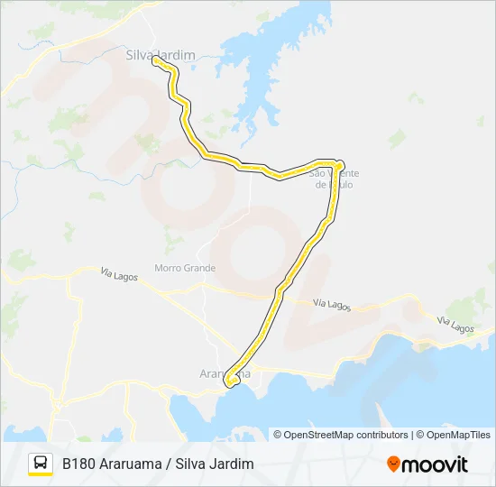 B180 ARARUAMA / SILVA JARDIM Bus Line Map