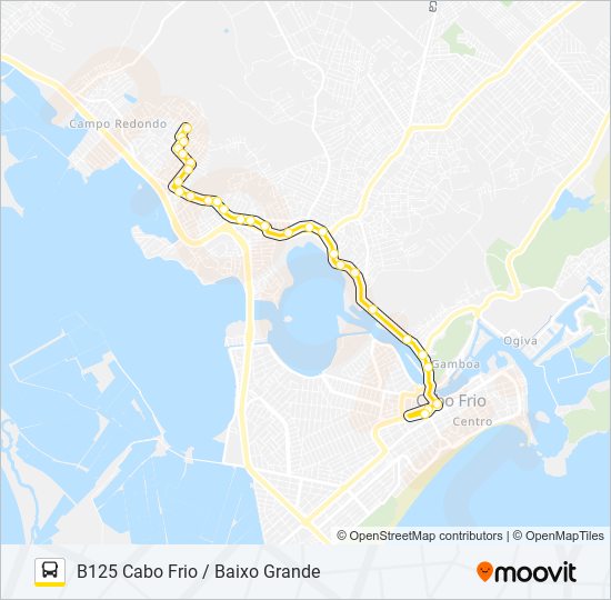 Mapa da linha B125 CABO FRIO / BAIXO GRANDE de ônibus