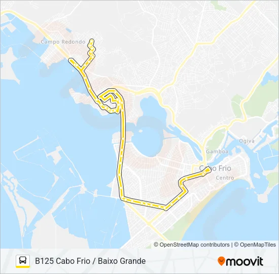 B125 CABO FRIO / BAIXO GRANDE Bus Line Map