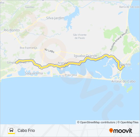 Mapa da linha B440 SAMPAIO CORREIA / CABO FRIO de ônibus