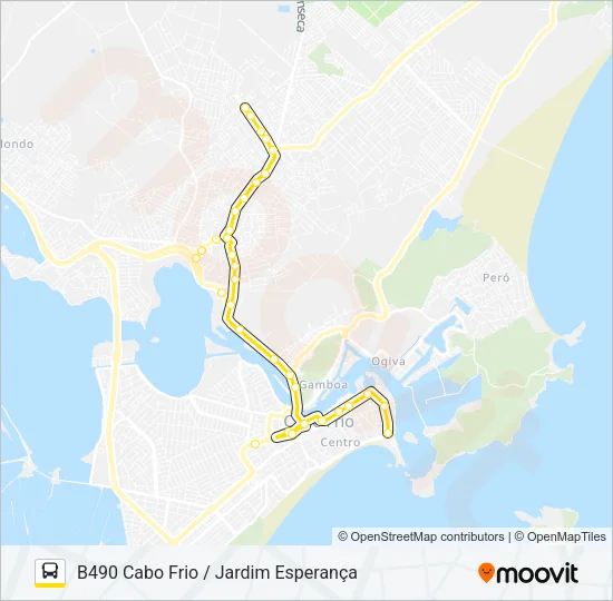 B490 CABO FRIO / JARDIM ESPERANÇA Bus Line Map