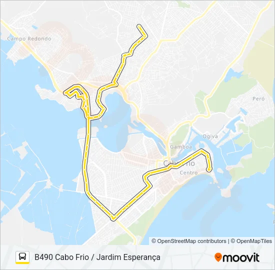 B490 CABO FRIO / JARDIM ESPERANÇA Bus Line Map