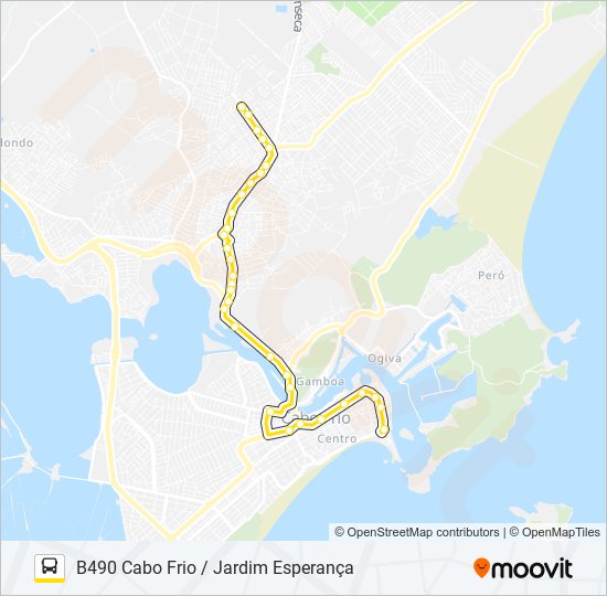 Mapa de B490 CABO FRIO / JARDIM ESPERANÇA de autobús