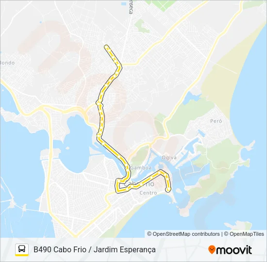 B490 CABO FRIO / JARDIM ESPERANÇA Bus Line Map