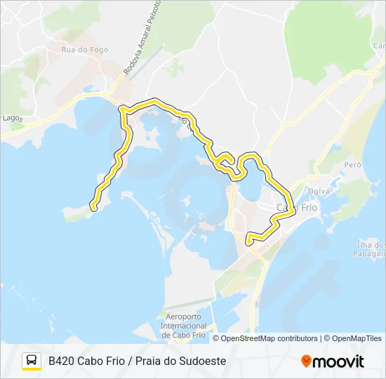 B420 CABO FRIO / PRAIA DO SUDOESTE Bus Line Map