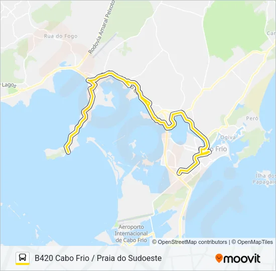 B420 CABO FRIO / PRAIA DO SUDOESTE Bus Line Map
