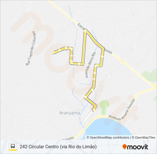 Mapa da linha 242 CIRCULAR CENTRO (VIA RIO DO LIMÃO) de ônibus
