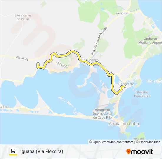 B405 CABO FRIO / IGUABA (VIA FLEXEIRA) Bus Line Map