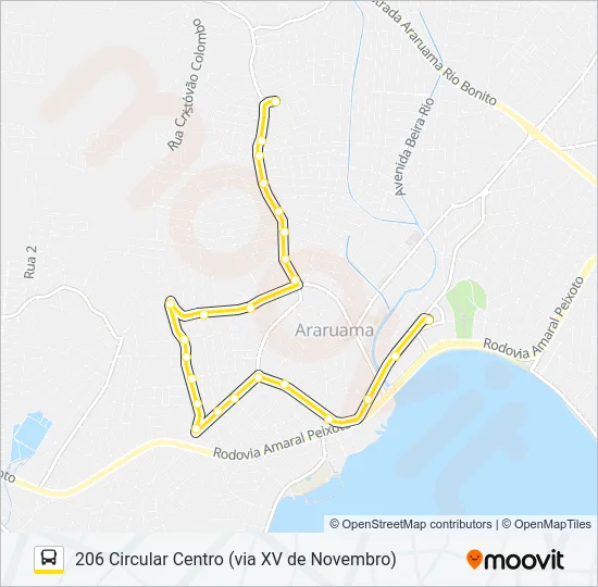 206 CIRCULAR CENTRO (VIA XV DE NOVEMBRO) Bus Line Map